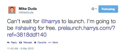 Harry's Prelaunch tweet